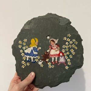 Hand-Painted Children’s Tea Part Slate Wall Art